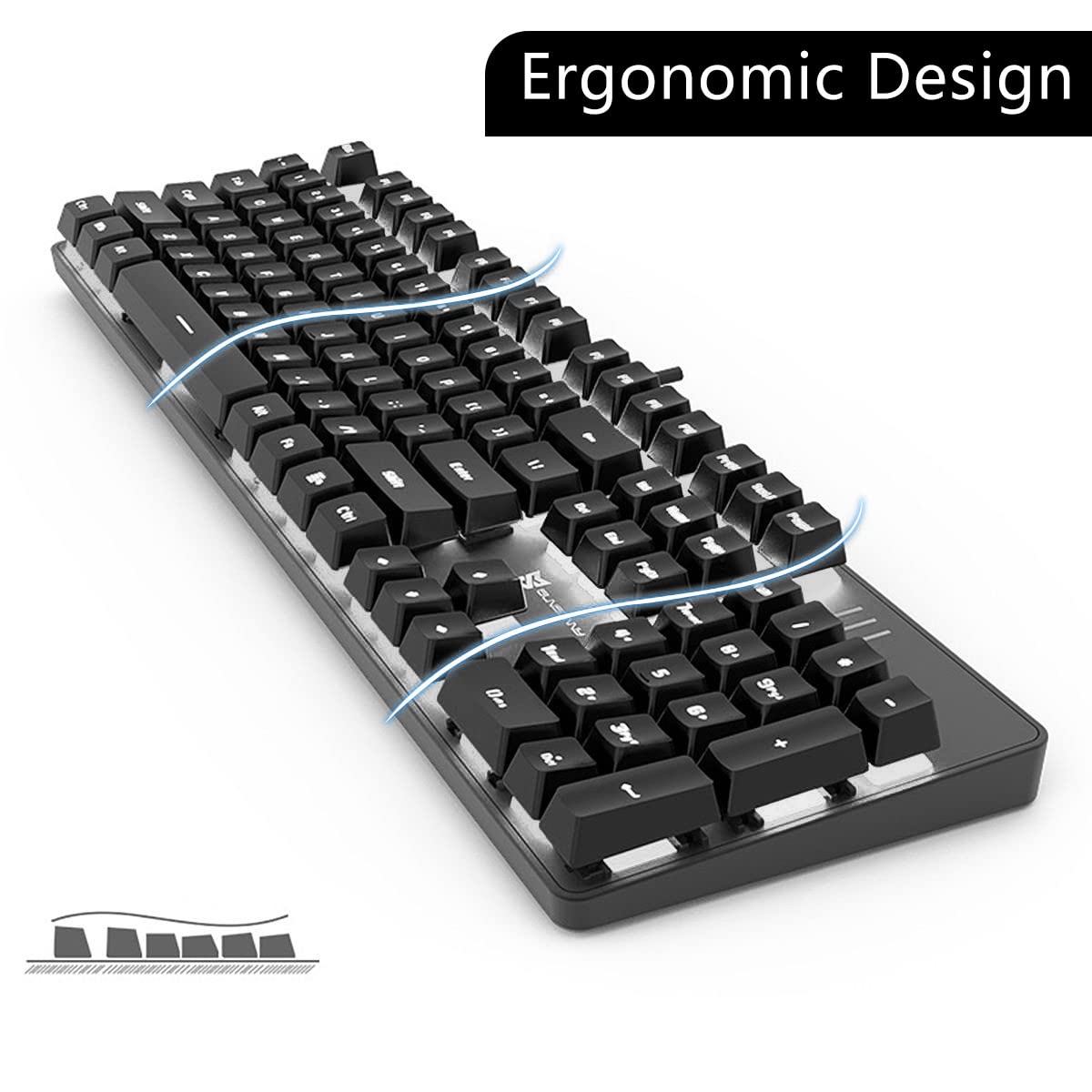 Ice Blue Backlit Mechanical Keyboard with Brown Switches and 104 Keys Layout - Hot Swappable, Wired Gaming Keyboard