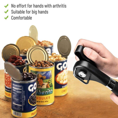 Can Opener Smooth Edge Manual, Can Opener Handheld, No Sharp Edges, Easy Turn Knob & Comfortable Non-slip Handle, Safe Side Cut Can Opener for Seniors