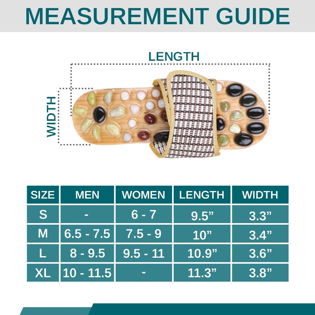 Acupressure Massage Slippers with Earth Stone, Wellness Gifts Therapeutic Reflexology Sandals for Plantar Fasciitis Foot Acupoint Massage Shiatsu Arch Heel Pain Relief, Fit Men 10-11.5 Feet Size