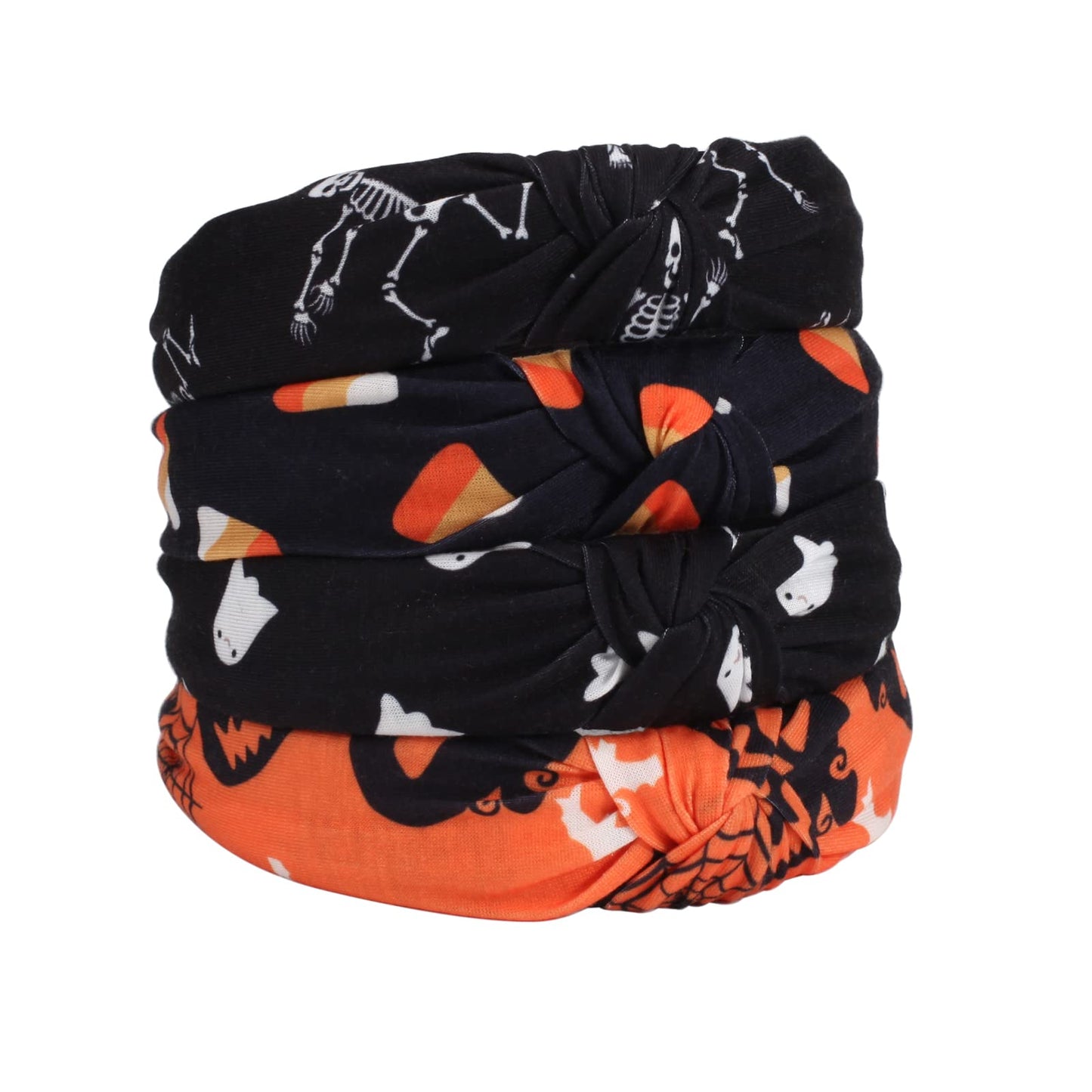 Budsmile 4 PCS Headbands for Women Girls Halloween Pumpkin Sugar Skeleton Skull Ghost Hairbands Gifts Makeup Hair Hoop