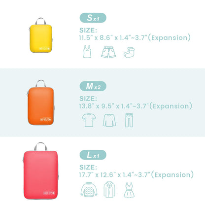 Cambond Compression Packing Cubes for Travel Women - 4 Pack Luggage Packing Organizers Bags Compression Cubes for Travel Essentials Carry on Suitcases, Multi-color