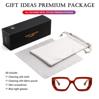 AIEYEZO Thick Frame Blue Light Glasses Men Women, Fashion Square Computer Eyeglass Anti Eyestrain & Prevent Headache (Amber)