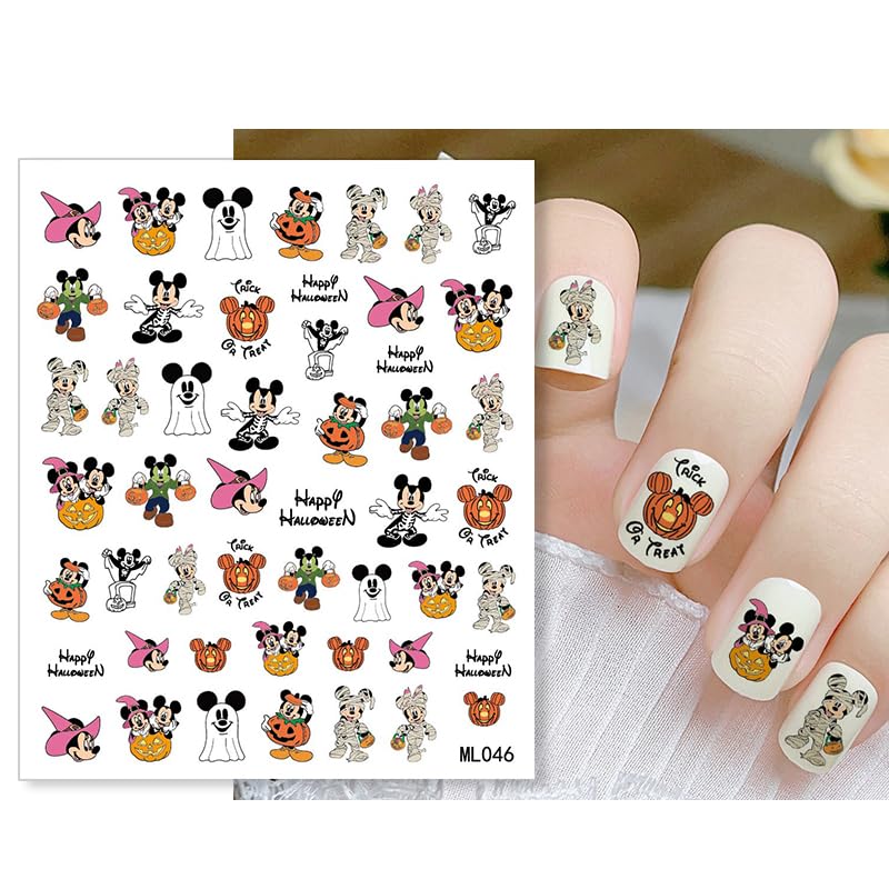 8 Sheets Laser Halloween Nail Art Stickers - Cute Ghost Cartoon Self Adhesive Nail Design Stickers - Supply Laser Pumpkin Ghost Nail Decals for Women Girls DIY Manicure