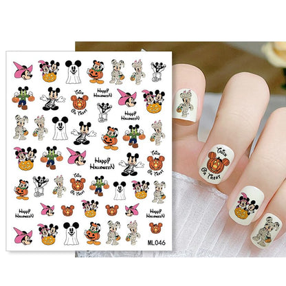 8 Sheets Laser Halloween Nail Art Stickers - Cute Ghost Cartoon Self Adhesive Nail Design Stickers - Supply Laser Pumpkin Ghost Nail Decals for Women Girls DIY Manicure