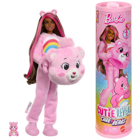 Barbie Cutie Reveal Doll & Accessories, Care Bears Series, Fashion Doll with Cheer Bear Costume & 10 Surprises Including Color Change & Mini Bear