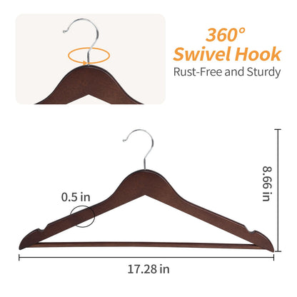 Amazon Basics Durable Wooden Suit Clothes Hangers - Cherry, 20-Pack