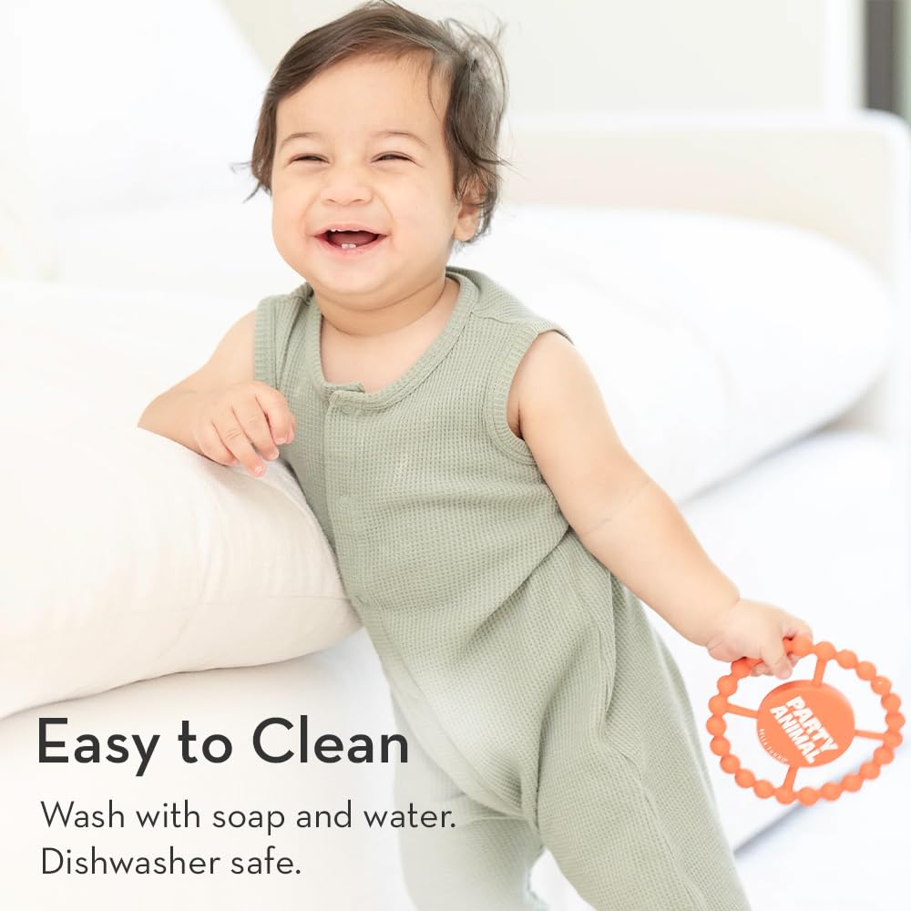 Bella Tunno Happy Teether – Soft & Easy Grip Baby Teether Toy, Silicone Teether Ring to Help Soothe Gums, Non-Toxic and BPA Free, Bite Me