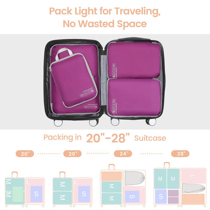 Cambond Compression Packing Cubes for Travel Women - 4 Pack Luggage Packing Organizers Vacation Travel Essentials Accessories Bags Compression Cubes for Carry on Suitcases, Purple