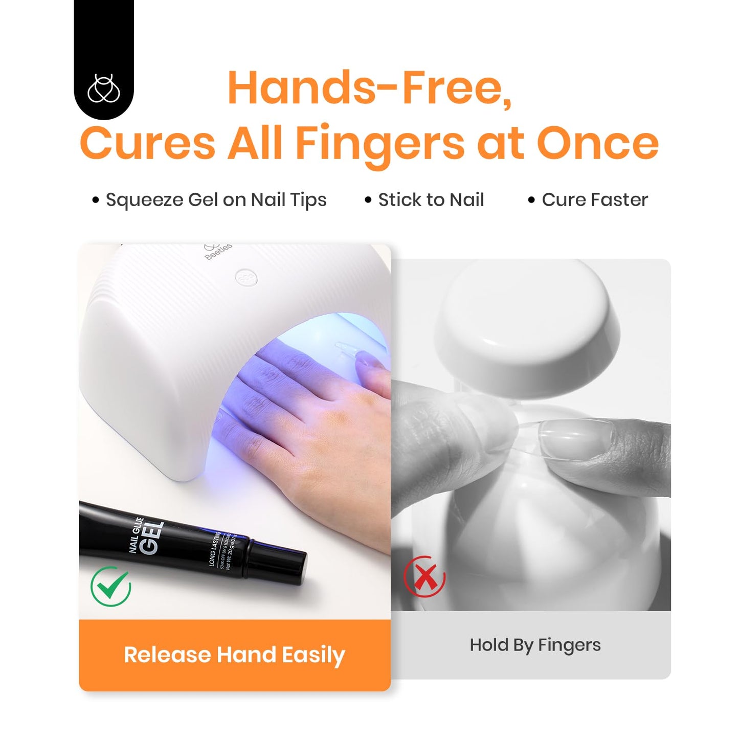 Beetles 2Pcs*20g Solid Nail Glue Gel, Tipex Soft Nail Tips Glue Super Strong for Acrylic Nails Extension Fake Nails Press On Nails, Fall Halloween Nails, U V Light Required