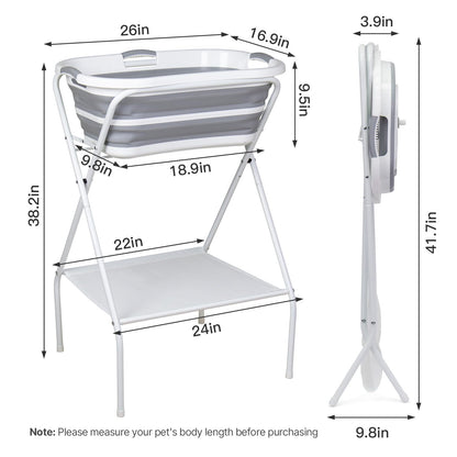 BEBEROAD PETS 2 in 1 Dog Bath Tub Dog Washing Station for Bathing and Grooming, Elevated Collapsible Foldable Portable Shower Bathtub for Small Dogs Cats Pet, Indoor and Outdoor