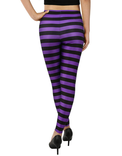 HDE Funny Printed Leggings Digital Print Black Purple Witch Tights - XL