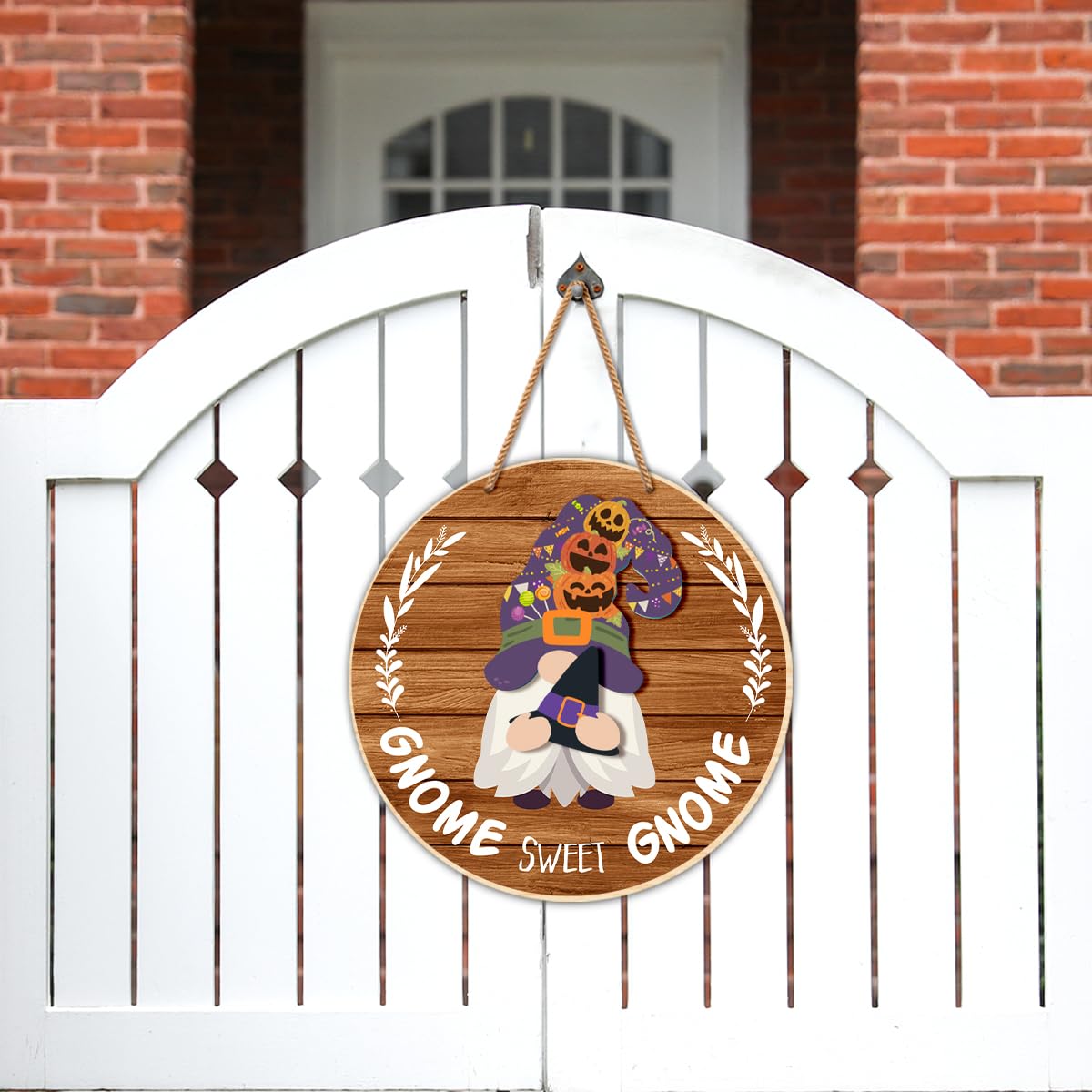 Interchangeable Gnome Welcome Sign Fall Halloween Front Porch Decor Seasonal Wood Gnomes Door Decorations Changeable Wall Hanging Wreath for All Seasons Holiday Christmas (21 Pcs)