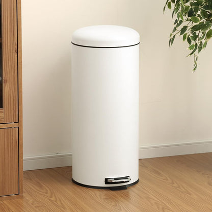 Iris Plaza AFB-C30PWH Pedal Type Trash Can Round Pure White 9.8 gal (30 L)