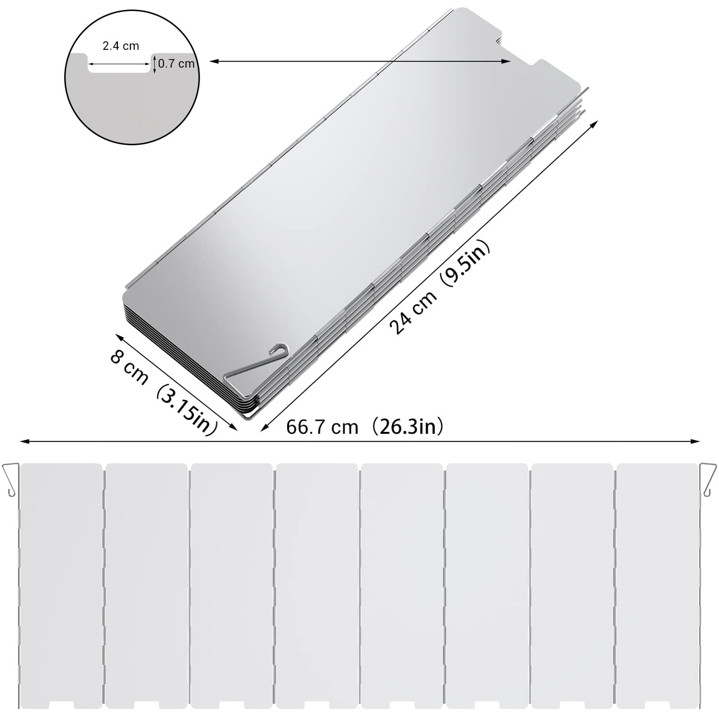 Camp Stove Windscreen, Ohuhu Camping Stove Windscreen 8 Plates Aluminum Folding Portable Camping Stove Windshield Grill Wind Screen for Camp with Carry Bag for Camping Hiking Picnic Backpacking