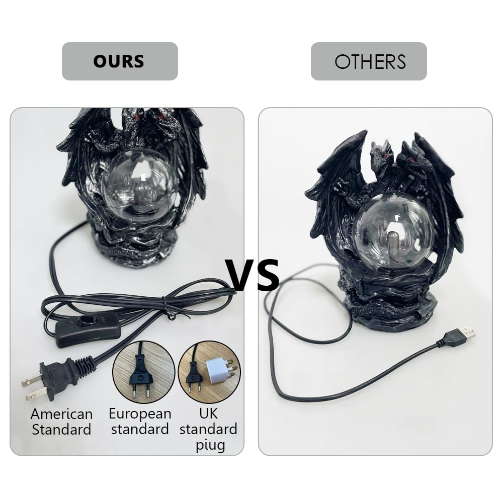 ANQIA Plasma Ball Lamp Touch Sensitive,Party Magical Electrostatic Red Color Crystal Ball for Halloween (Evil Dragon)