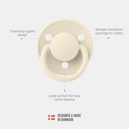 BIBS Pacifiers - De Lux Collection | BPA-Free Round Nipple | Silicone | Made in Denmark | Set of 2 Ivory/Sage Color Premium Soothers | Size One Size