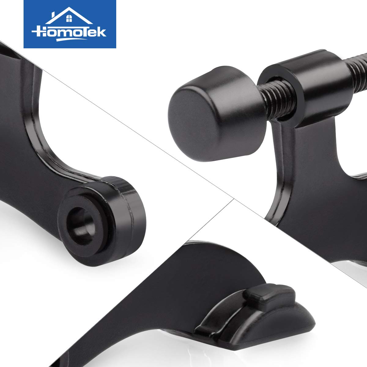 HOMOTEK 6 Pack Hinge Pin Black Door Stopper,Adjustable Deluxe Heavy Duty Door Stopper 2-1/2"x1-3/4”,with Black Rubber Bumper Tips