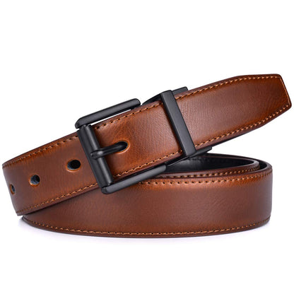 Beltox Men’s Belts Dress Casual Reversible Leather 1.1” w Roller Buckle Rotated(Black/Brown w Black Buckle, 44-46)