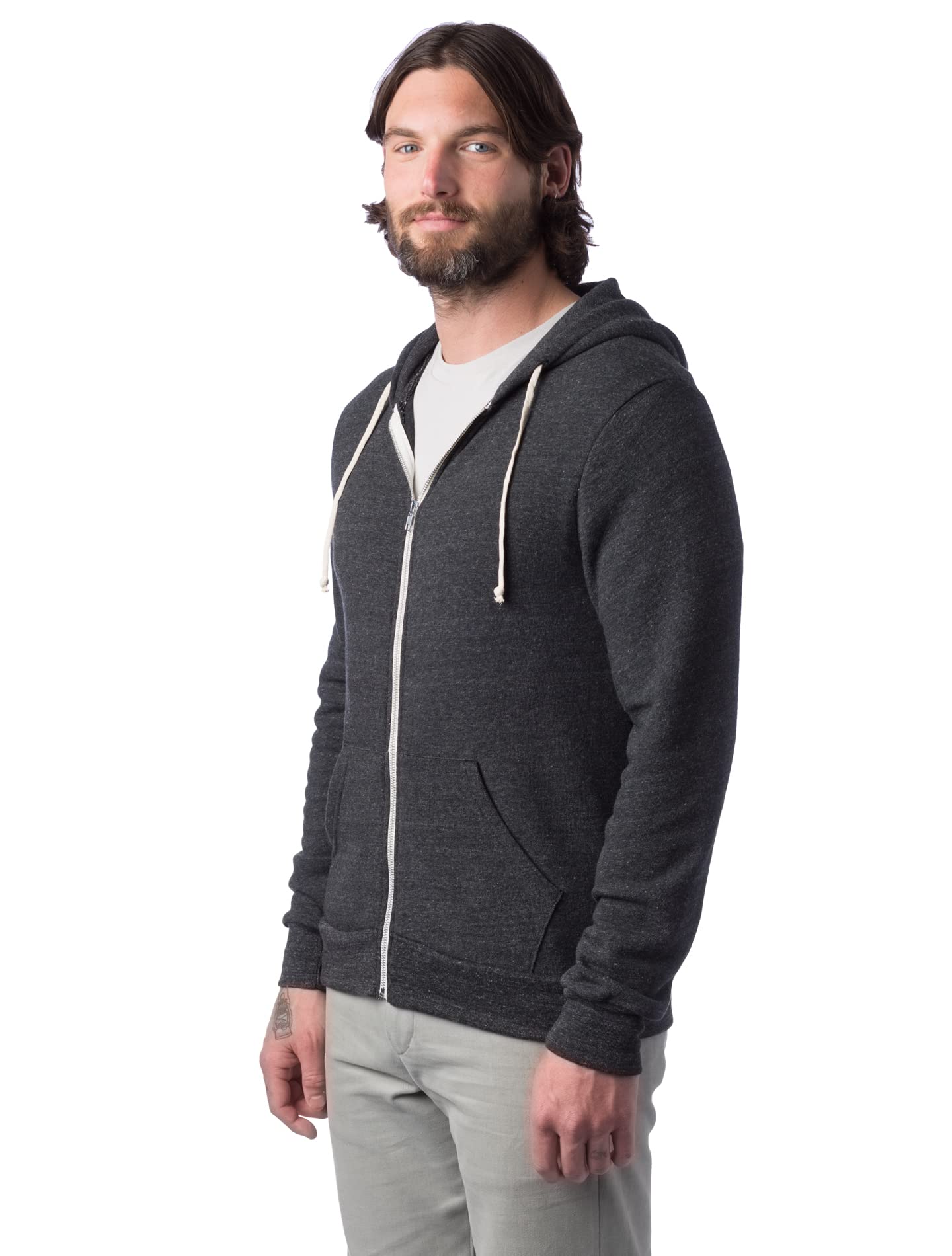 Alternative Men's Rocky Fleece Zip Hoodie, Eco Black, Large