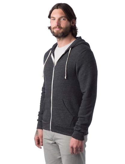Alternative Men's Rocky Fleece Zip Hoodie, Eco Black, Large