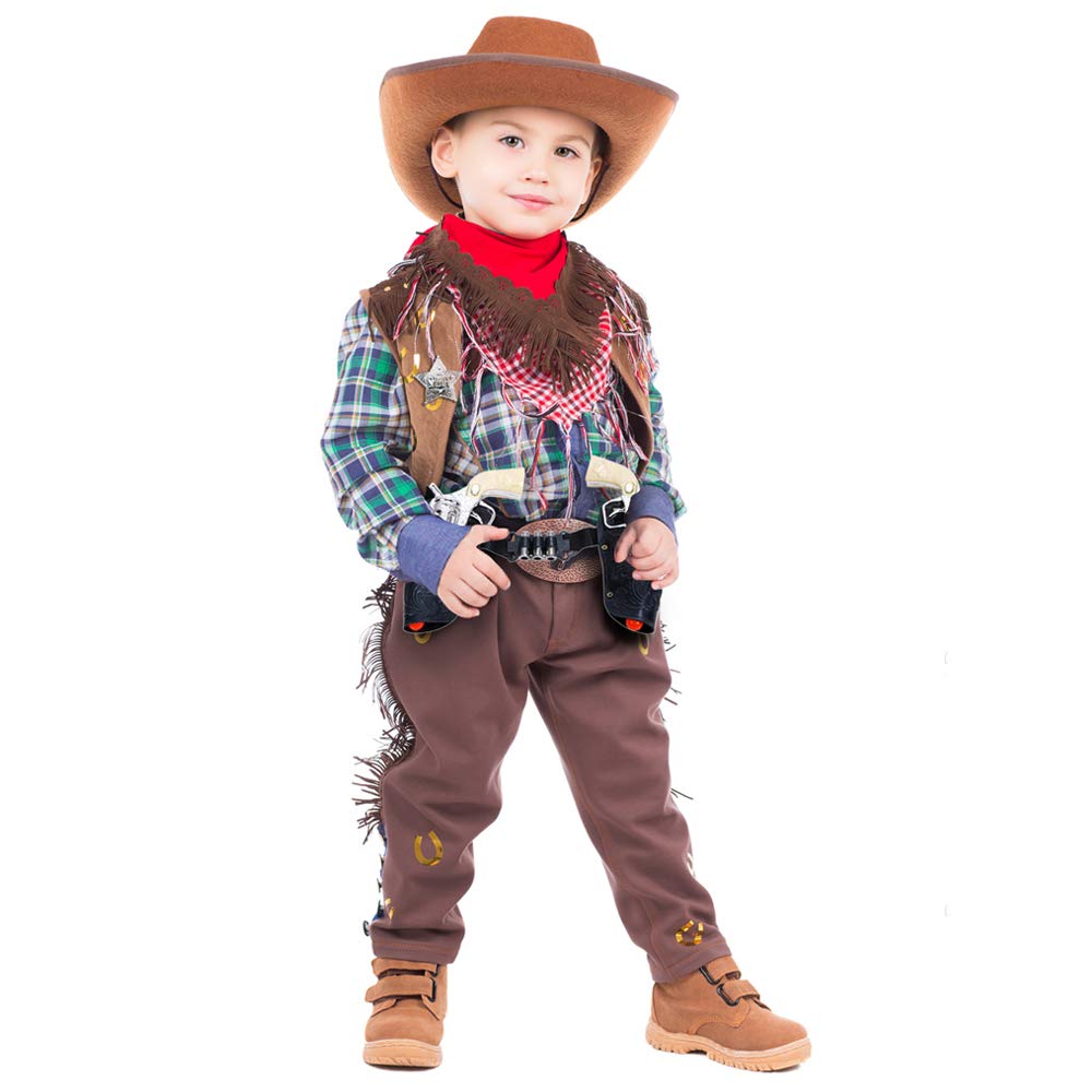 ArtCreativity Cowboy Toy Gun Holster and Belt 9 Piece Set for Kids. 2 Toy Pistols, 1 Sheriff Badge, 2 Gun Holsters, and 3 Play Bullets, 1 Adjustable Belt, Old Western Action Belt for Sheriff