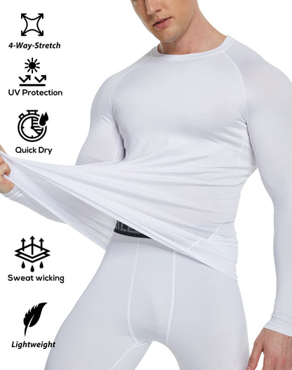 4 Pack Compression Shirts for Men Long Sleeve Athletic Cold Weather Base Layer Undershirt Gear T Shirt for Workout 2XL