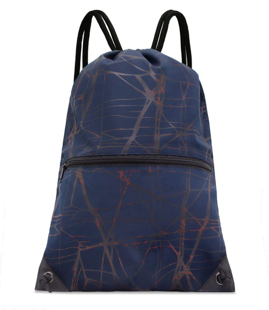 HOLYLUCK Drawstring Backpack Bag Sport Gym Sackpack (metallic-navy blue)