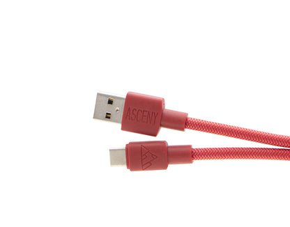 ASCENY Coiled & Double-Sleeved Mechanical Keyboard Cable, for Type-C Mechanical Keyboards (Red)
