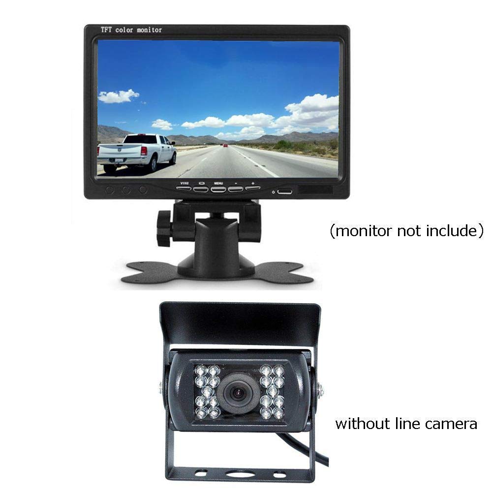 Camecho Truck Backup Camera Heavy Duty 18 LED IR Night Vision Waterproof Vehicle Rear View Camera 12 V 24V Backup Camera Without Guide Line (Rear Camera + 32.8 ft Cable)