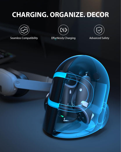 Aubika Rechargeable Controllers Grips for Meta Quest 3S/Quest 3, Oculus Quest 3S/Quest 3 Charging Grips Cover Accessories, with 2 Batteries Replacement, Protector in VR