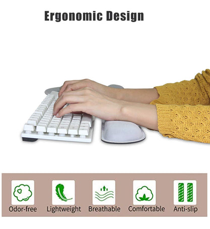 AORTDES Ergonomic Keyboard Mouse Pad Wrist Rest Support Set for Laptop/Computer/Desktop,Memory Foam Hand Rest Wrist Cushion for Gaming/Office,Lightweight Comfortable & Pain Relief (Greyish White)
