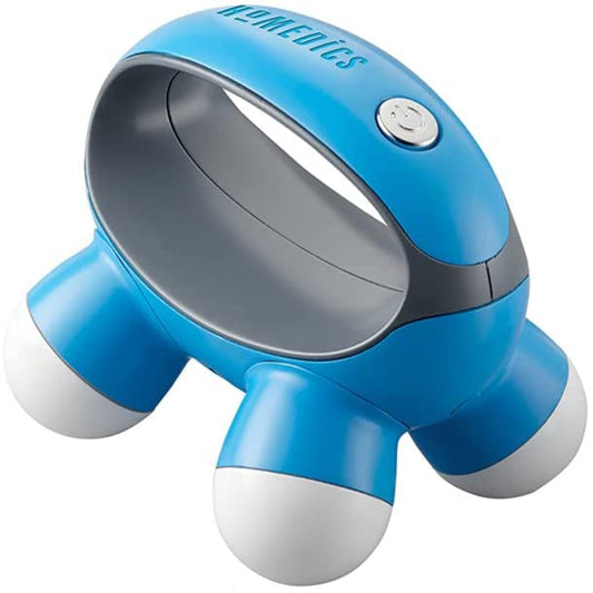 Homedics, Quatro Mini Hand-Held Massager with Hand Grip, Battery Operated Vibration Massage, 4 Massage Nodes, Powered by 2 AAA Batteries (Included), Assorted Colors