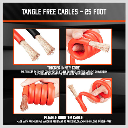 HORUSDY 25FT Jumper Cables, 1-Gauge 800A Heavy Duty Jumper Battery Cables 25 Ft Booster Jump Start, Reverse Polarity Protection - ETL Certified