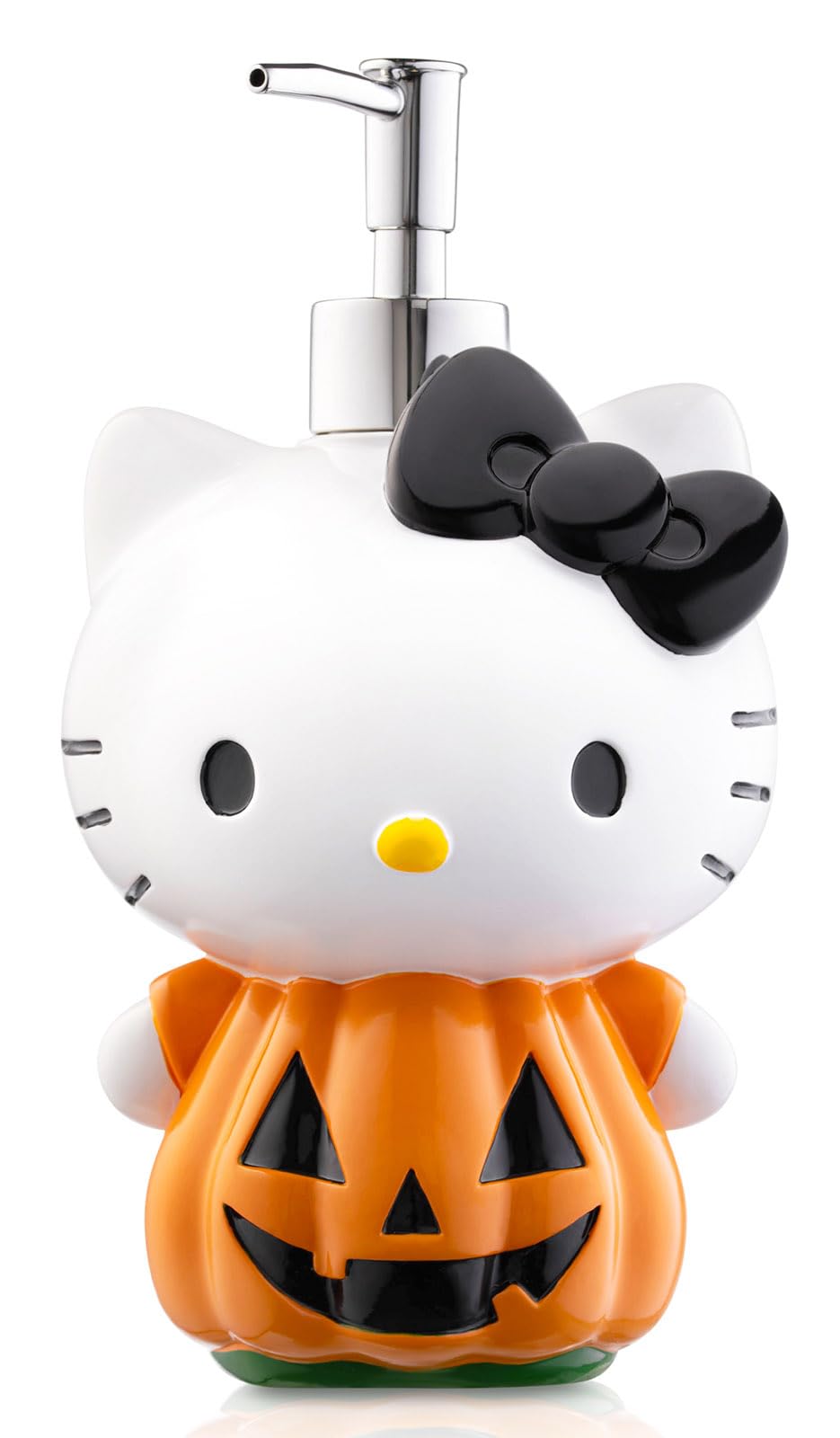 Hello Kitty Pumpkin Jack - O- Lantern Soap Dispenser - Autumn & Halloween Bathroom Decor and Storage - Orange Resin Lotion Pump