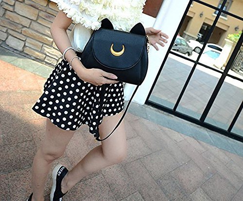 Women's Moon Purses Crossbody Bags Pu Leather Gothic Purse Cat Handbags Girls Black Shoulder Bags