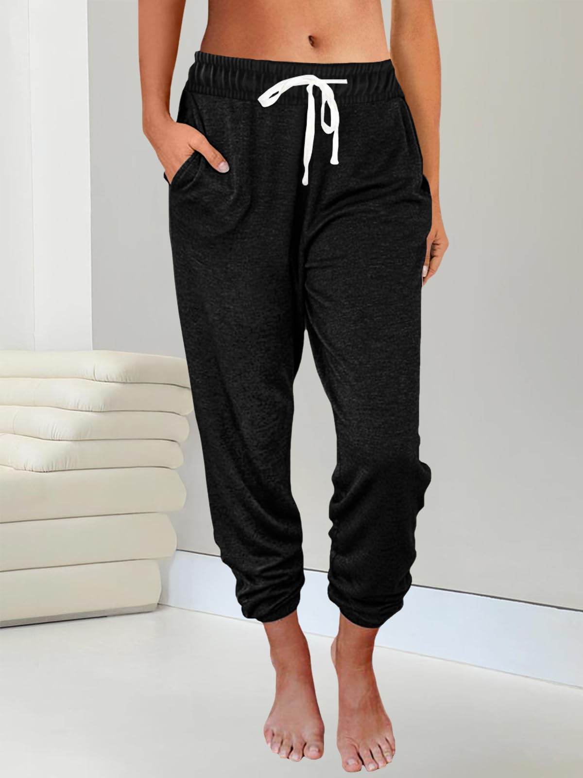 AUTOMET Sweatpants Women Lounge Pajama Travel Pants Work Pants Joggers Fall Clothes Winter Business Casual Outfits 2025 Black XL