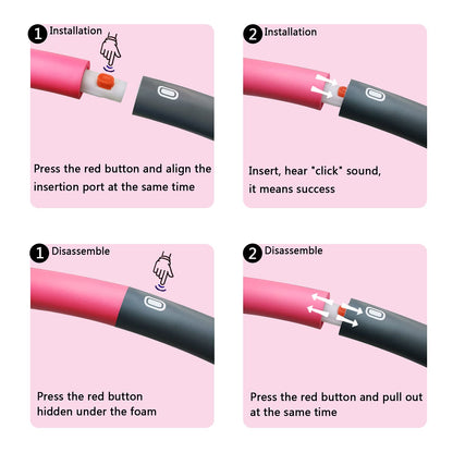 Beakabao Exercise Weighted Hoops for Adults and Kids, Adjustable 8 Sections 2LB Detachable Fitness Hoop, Weight Loss Core Strength Workout Sport