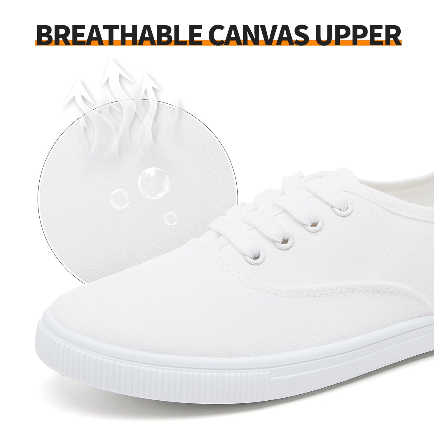 Womens Classic White Sneakers,Low Top White Canvas Shoes,Lightweight Casual Canvas Sneakers(White Flower.US8)
