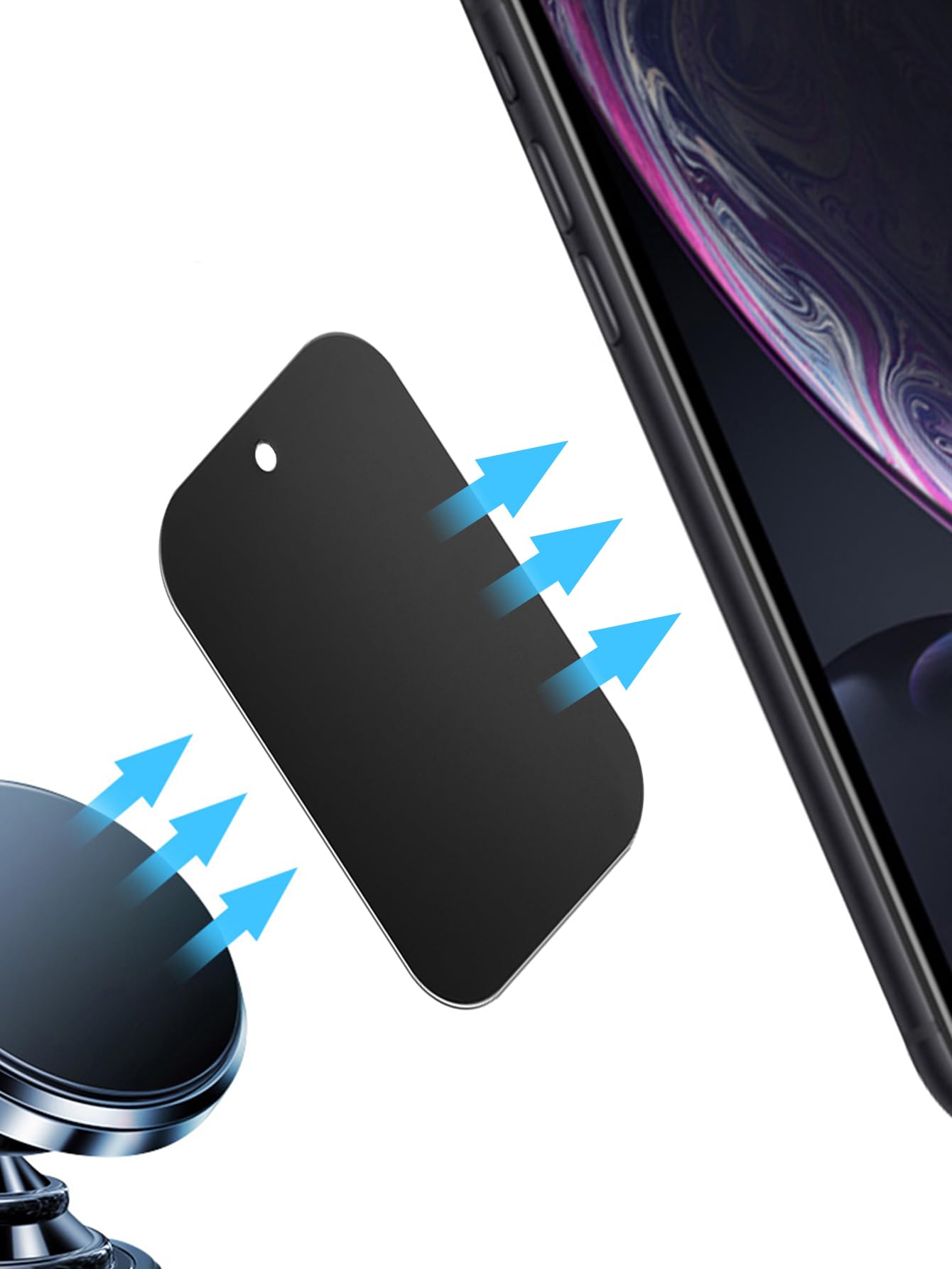 5Pcs Replacement Mount Black Metal Plates for All Magnetic Car Mounts Cell Phone Tablet Holder Stand Self-Adhesive Back Plate Rectangle