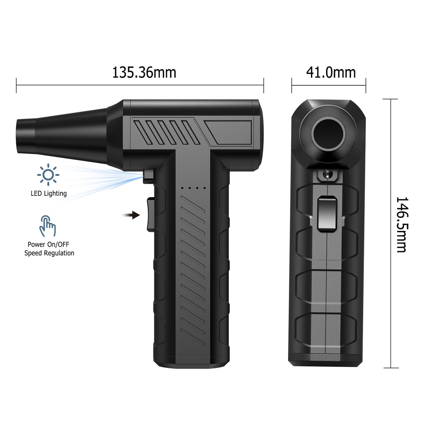 CAGIWIRU Compressed Air Duster -Mini Blower Turbo Fan,150000RPM Cordless Electric air Duster for Keyboard PC Cleaning,No Canned,Jet Dry Blower Air Blower for Home and Car