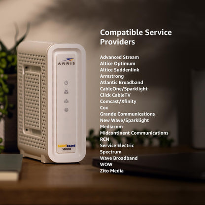 ARRIS (SB8200) - Cable Modem - Fast DOCSIS 3.1 32x8 Gigabit Cable Modem , Approved for Comcast Xfinity, Cox, Charter Spectrum, & more | 1 Gbps Max Internet Speed, 4 OFDM Channels - (No Built-in Wifi)