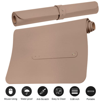 Boutilon Leather Desk Pad Protector,Non-Slip Mouse Pad,Laptop Desk Pad,Office Mouse Mat,Waterproof Leather Desk Blotter,Desk Writing Pad for Office and Home (S-Champagne,24"x 14")