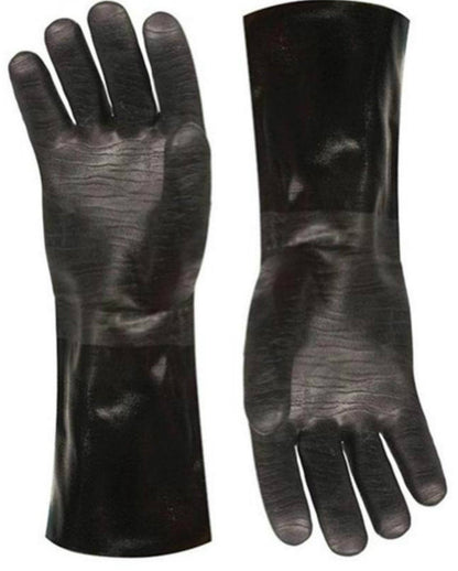 Artisan Griller BBQ, Smoker & Oven glove- Insulated Heat Resistant for Fryer & Kitchen. Great Barbecue Smoking Oyster Mitt–Turkey Fryer, Oil,Fire & Water resistant -(Size 10/XL – Black neoprene)