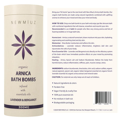 Arnica Bubble Bath Bombs Lavender Bergamot Essential Oils Luxurious Mega Foaming Bath Bombs for Dry Skin Nourishment Moisturizing Blissful Bath Gift