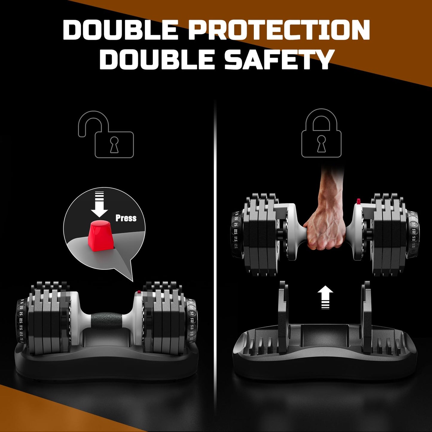 ATIVAFIT Adjustable Dumbbell 25KG Single Smart Hand Weight for Anti-Slip Handle Full Body Strength Training and Weight Lifting Equipment for Home Gym Office Workout