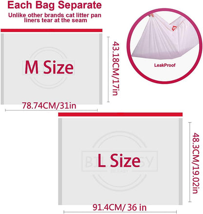 BILIEASY Cat Litter Box Liners large with Drawstrings 10 Pack Scratch Resistant Bags for Medium and Large Litter Box (M, WHITE)