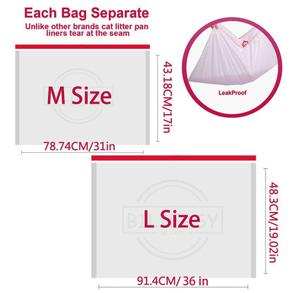 BILIEASY Cat Litter Box Liners large with Drawstrings 10 Pack Scratch Resistant Bags for Medium and Large Litter Box (M, WHITE)