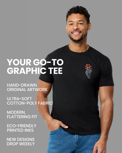 INTO THE AM Brain Invader Men's Tee - Nature Themed Graphic T-Shirts (Black, Large)