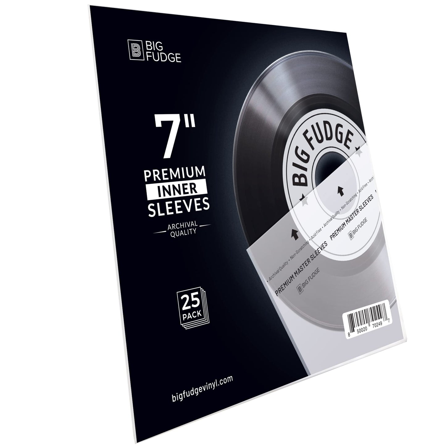 BIG FUDGE Premium Master Vinyl Sleeves - Anti Static and Dust Archival Record Inner Cover - Protective Plastic and Rice Paper LP Album Sleeve Covers for 7-Inch Records - Pack of 25