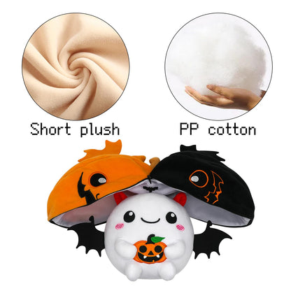 CAIYUEGG Halloween Stuffed Animal Reversible Bat Ghost Plush, Transformed Pumpkin Plush Zipper, Bat Ghost Stuffed Animal Cute Plushie Birthday Gift for Boys Girls Kids